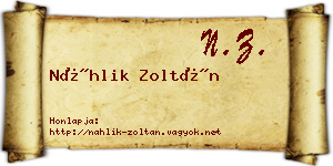 Náhlik Zoltán névjegykártya
